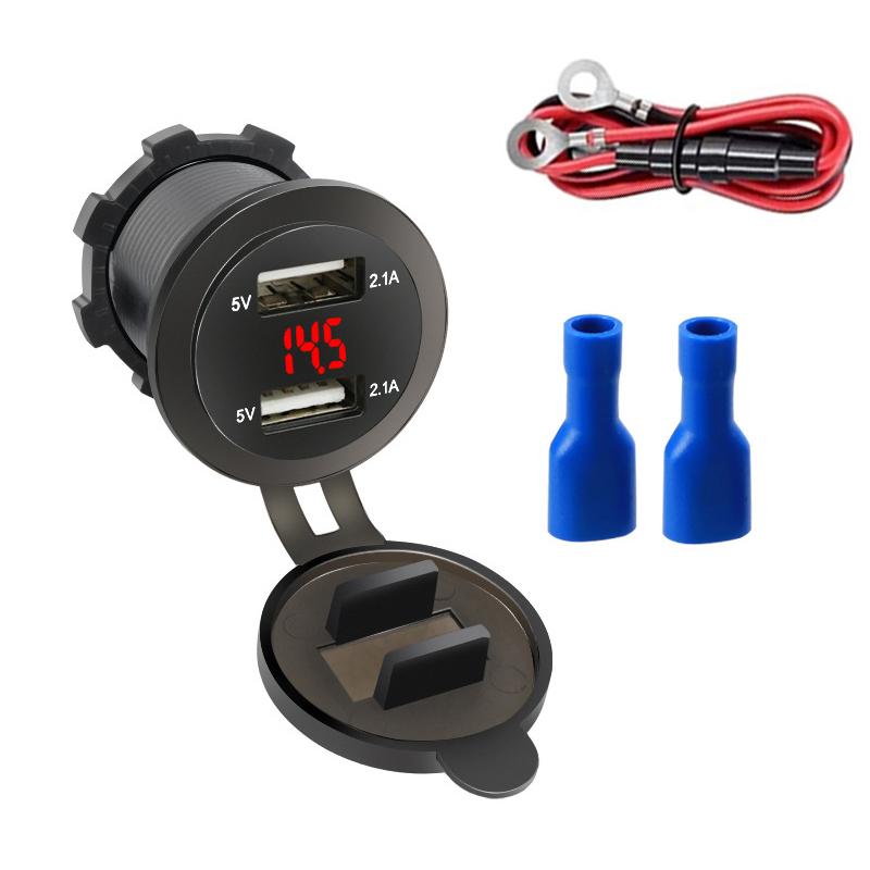 12V-24V Dual Usb4.2A Car Fast Charging Lighter Sleeve Car Fast Charger Jack Socket for Automobile Ship Aircraft Tanker Truck