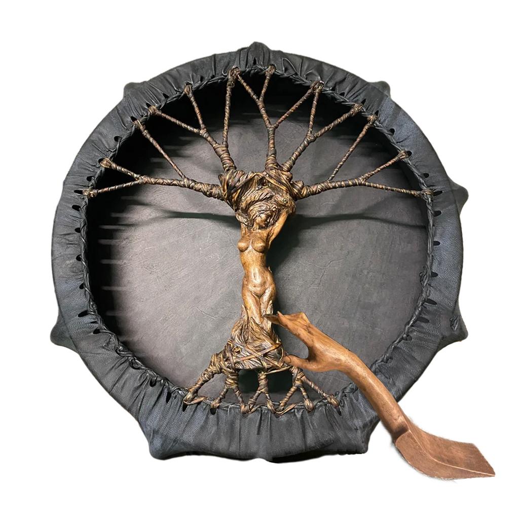 Handmade Shaman Drum Tree-of-Life Siberian Drum With Drum Stick Sound Healing Adult Drum Reflection And Meditation Home Decor