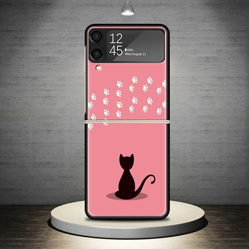 Cat Footprint Funny Paw Cute Phone Case For Samsung Galaxy Z Flip 7 6 5 4 3 5G Cover ZFlip7 ZFlip6 ZFlip4 ZFlip5 ZFlip3 Coque Fu