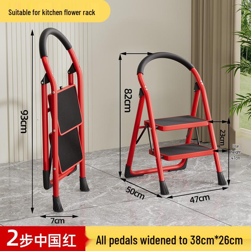 Portable A-frame Ladder with Tool Tray and Handrail, Wide Pedal for Indoor Use