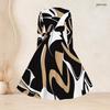 Women Plus Size Scalloped Square Neck Long Sleeve Printed Tie Waist A Line Dress