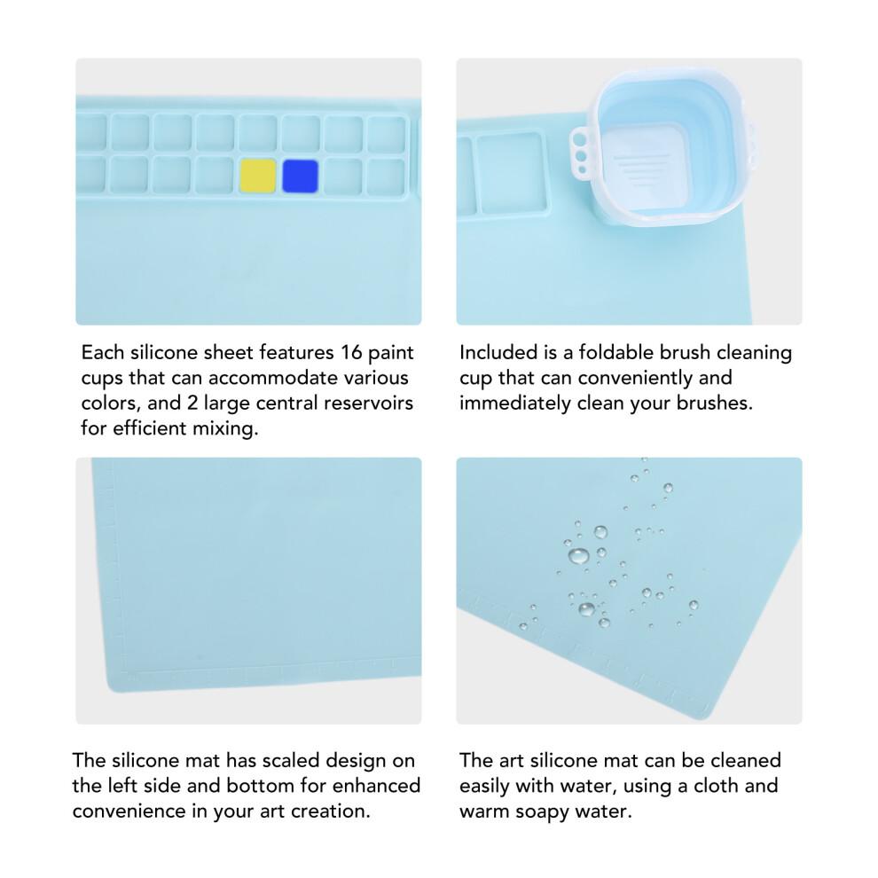 Silicone Drawing Mat with Water Cup - Washable, 41x51cm