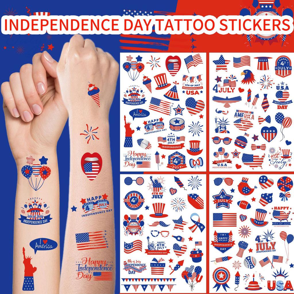 Independence Day Tattoo Stickers Party Holiday Gifts USA Flag Face Stickers Tattoo Stickers