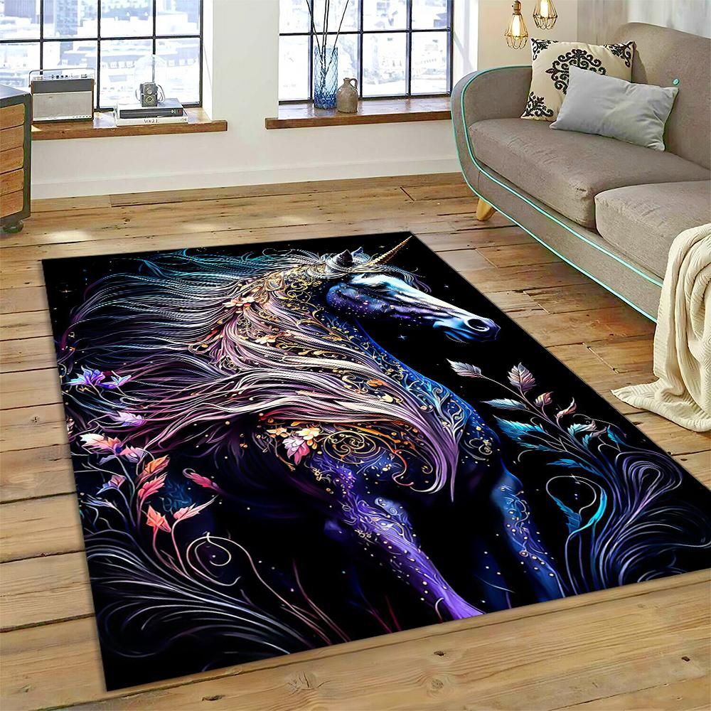 Cute Unicorn Girl Gift Cartoon Carpet Rug for Home Living Room Bedroom Sofa Doormat Decor,Kid Play Area Rug Non-slip Floor Mat