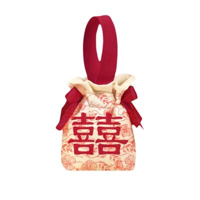Traditional Canvas Wedding Candy Bag Drawstring Spring Festival New Year Gifts Bag Bowknot Flower Chinese Style Handbag Birthday