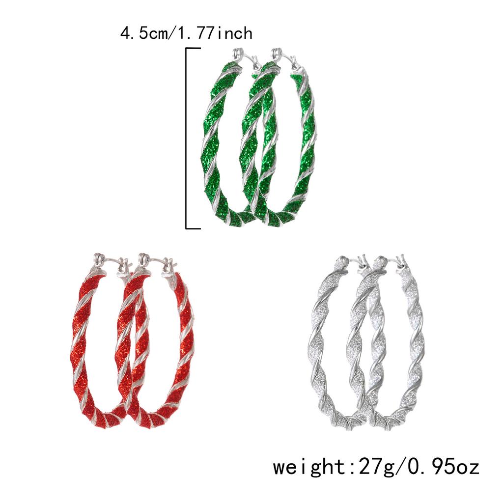 Exaggerated Red and Green Fashion Personality Christmas Day Colorful Spiral Geometric Earring Earrings