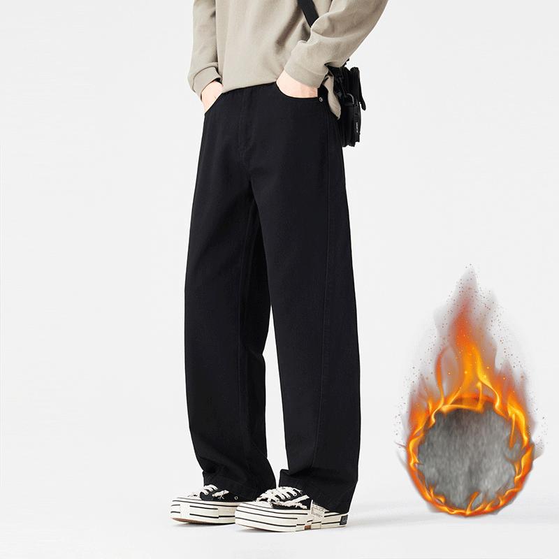Autumn and winter velvet thickened casual pants men's straight loose new American retro washed wide-leg trousers
