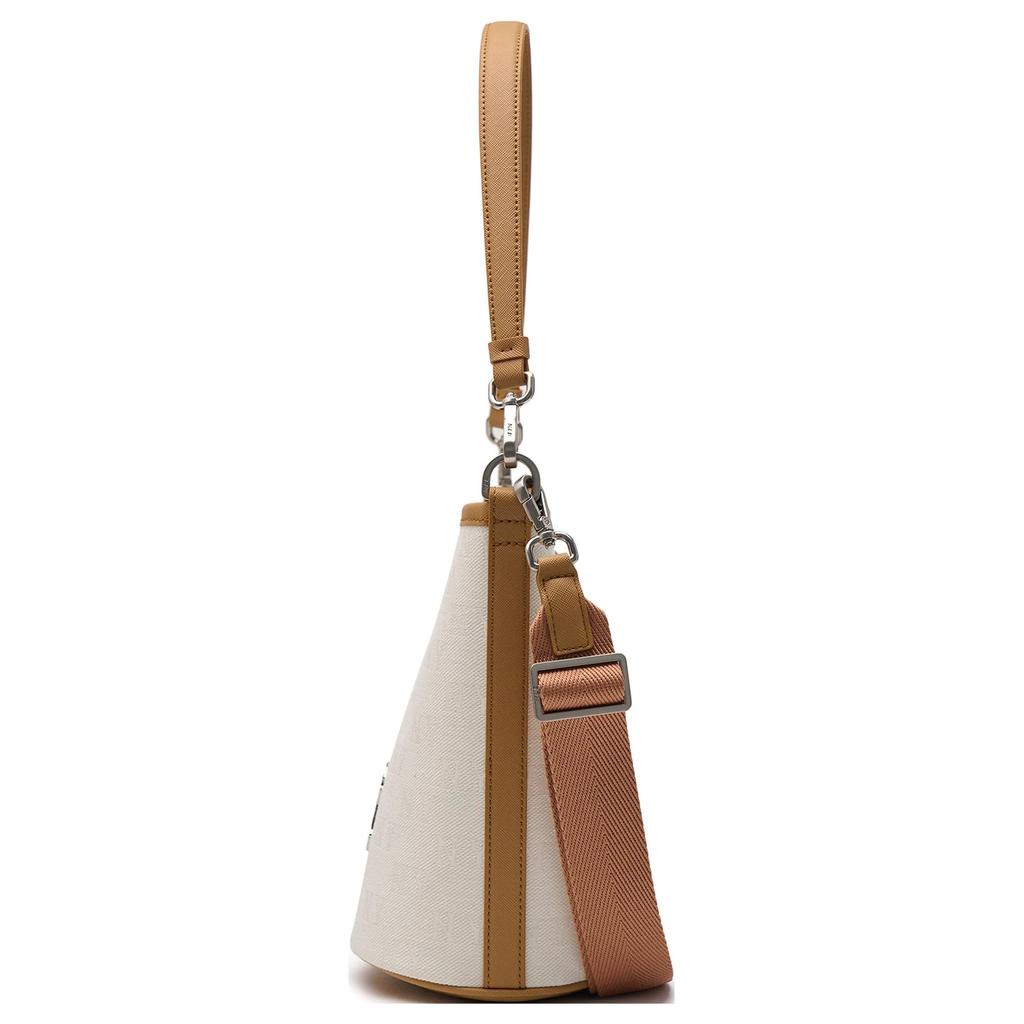 New MLB Cotton Bucket Bag, Shoulder Bag, Crossbody Bag, Handbag Medium Size Unisex Dark Cream 3ABML024L-50CRD