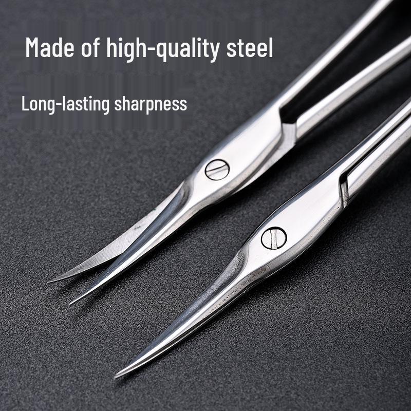 Professional Stainless Steel Cuticle Nippers with Curved Blades and Multi-Layer Ring, Small Scissors for Manicure