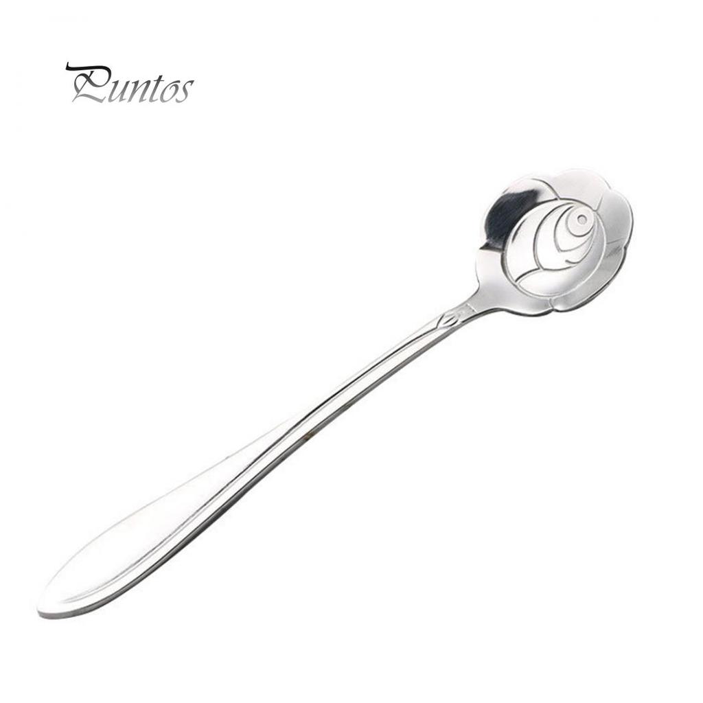 Clean Products 8 buc din oțel inoxidabil flori sculptate mini linguri de amestecare pentru deserturi ceai cafea