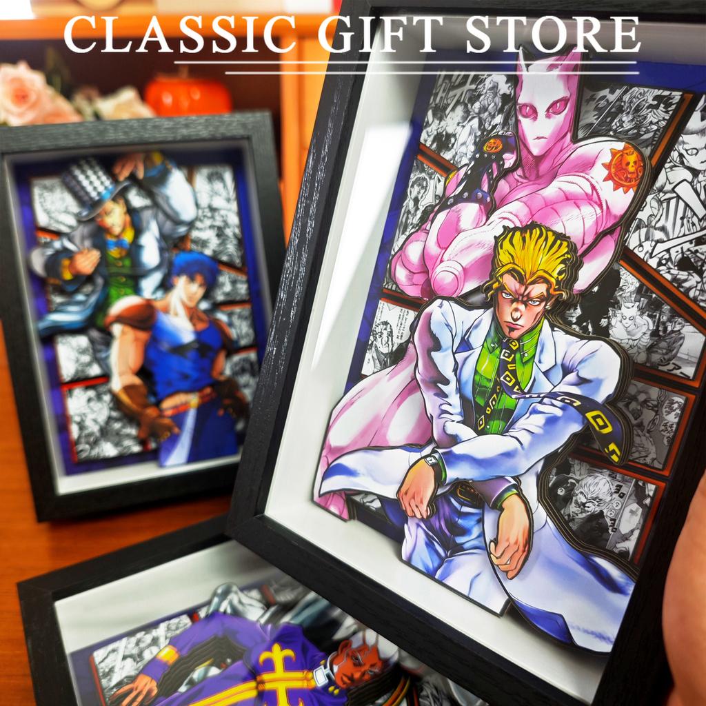Classic Anime JoJo's Bizarre Adventure 3D Decorative Painting Cartoon Figure Handmade Decorative Picture Frame DesktopDecoration