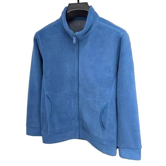Men Coat Stand-Up Collar Long Sleeve Zipper Closure Polar Fleece Jacket