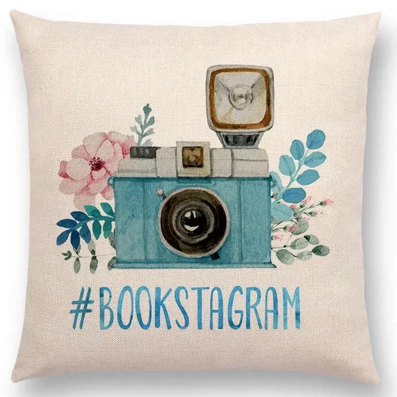 Tea Reading Books Pillow Case Home Decor / Cushion Cover Designer Pillow Cover for Sofa Bedroom Housse De Coussin