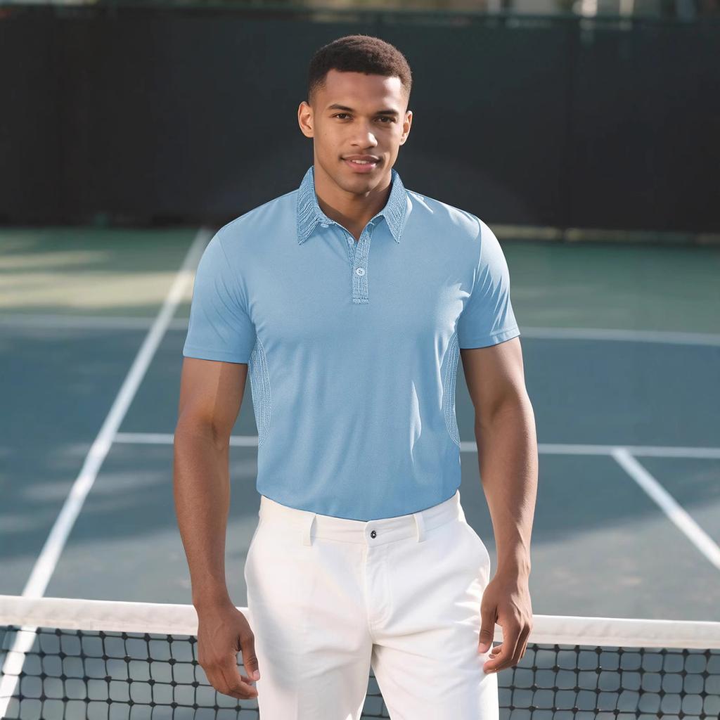 European and American Summer Men's Fashion Lapel Casual Loose Solid Color Short Sleeves