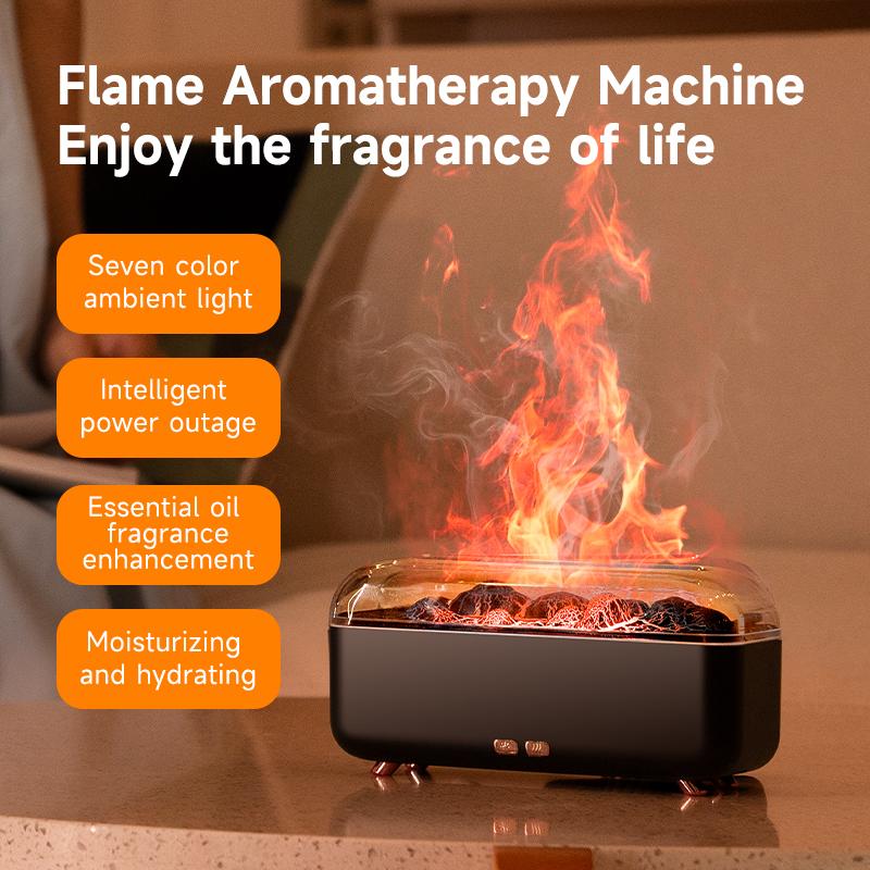 New Simulation Flame Aromatherapy Machine Quiet Mini Air Humidifier LED Colorful Light 300ML Humidifier Home Perfume Diffuser