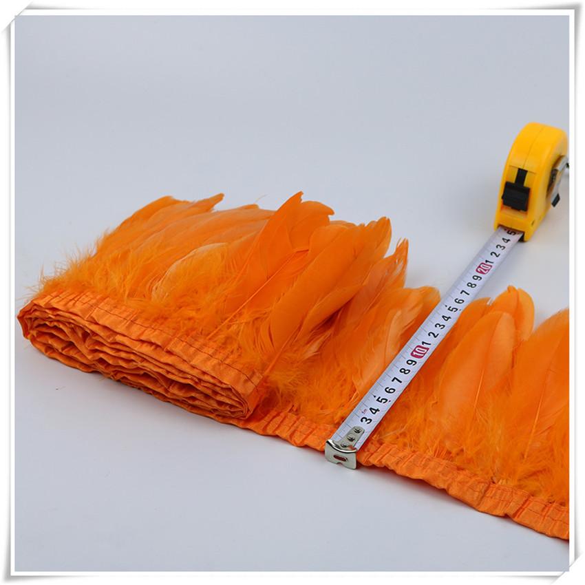 High Quality Multicolor Goose Feather Trims 2yards 6-8inches/15-20cm Fringed Feather Trim for Skirt/costumes Ribbon Feathers
