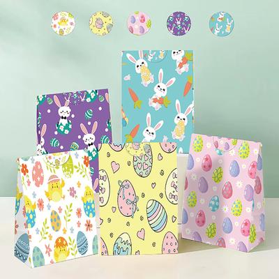 Easter Bunny Egg Handheld Bag, Holiday Party Gift Candy Bag, Self-Adhesive Sticker Seal Bag