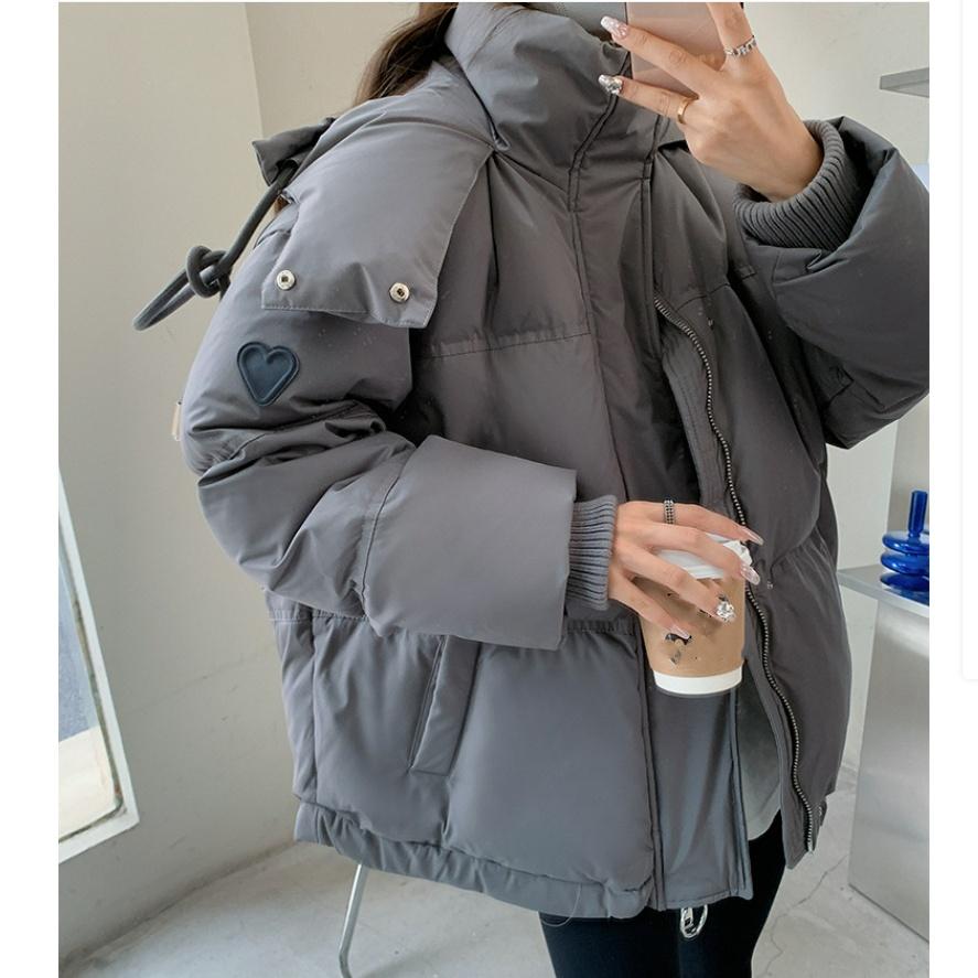 Winter Korean Version of The Gray Love Short Down Cotton-padded Jacket Student Large Size Cotton-padded Jacket Women's Bread Jacket