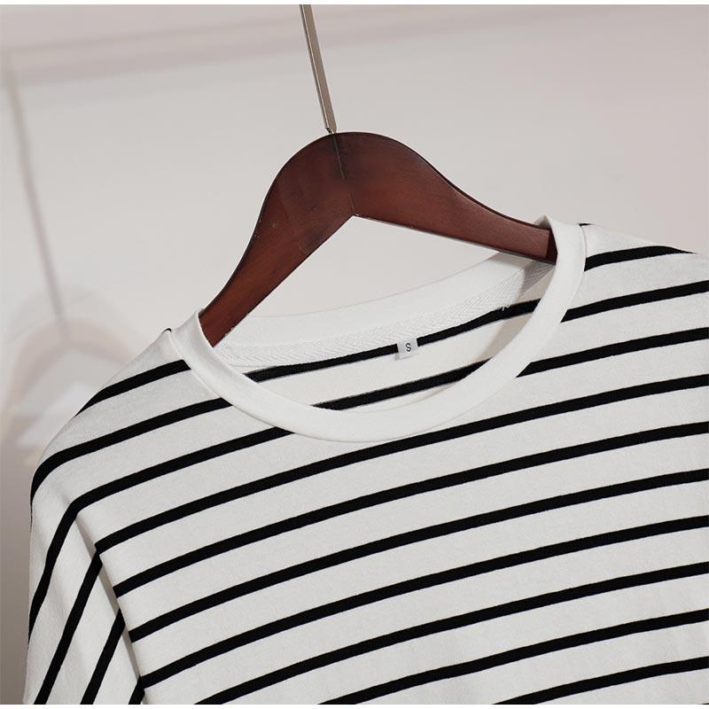 2025 Spring Autumn Long Sleeve Striped T-Shirts Women Basic Casual Tops Female Cozy Loose Cotton Tees T-Shirt New