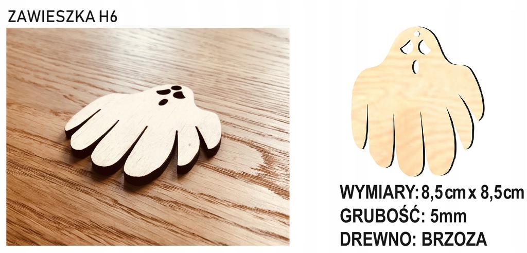 Zawieszka ozdoba halloween drewno h6 3 szt.