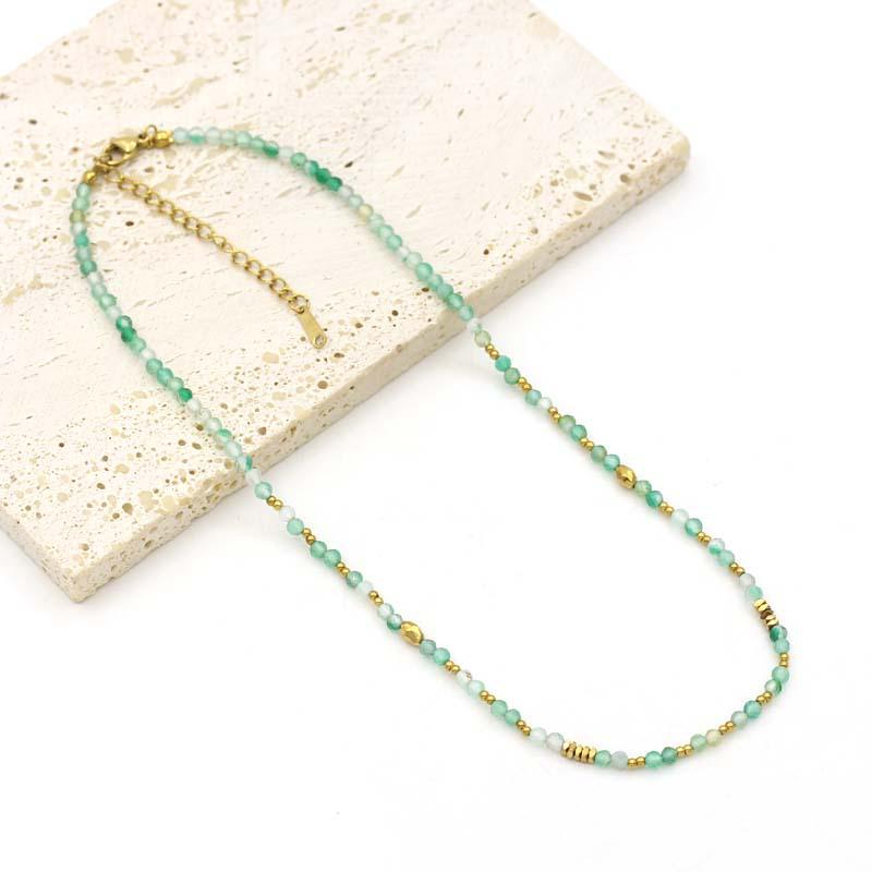 Minimalist Natural Stone Obsidian Beaded Necklace