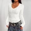 2026 Spring/Autumn Women's V-Neck Cable Knit Sweater - Loose European & American Street Style, Solid Color, Spicy Girl Knitwear