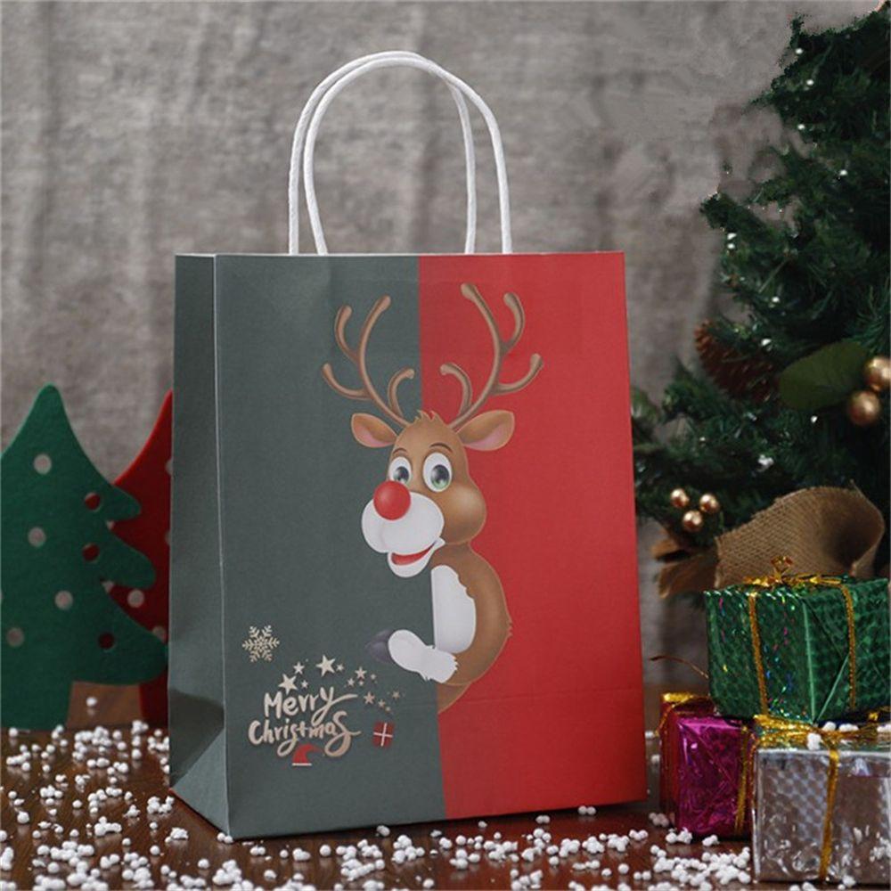 Decor Cake Package Candy Wrapping Bag Christmas Gift Bags Elk Santa Claus Kraft Paper Gift Box