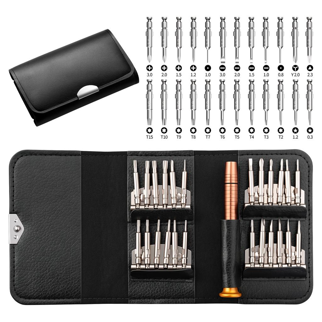 1Pc Screwdriver 25 in 1 Combination Screw Batch Leather Bag Mobile Phone Glasses Repair Disassembly Tool Set Disassembly