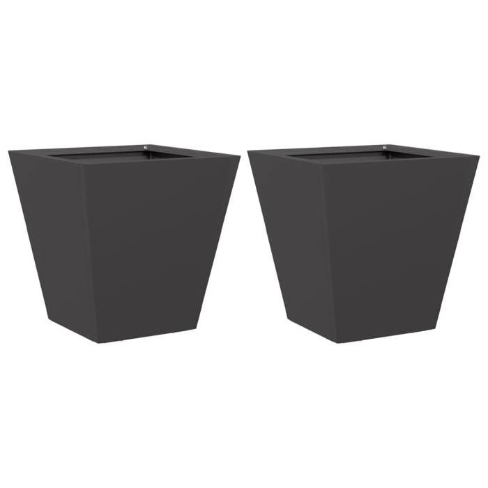 VidaXL Planters 2 Pcs Black 30x30x30 Cm Steel, Outdoor Planter, Flower Box, Garden Box, Planter 851039