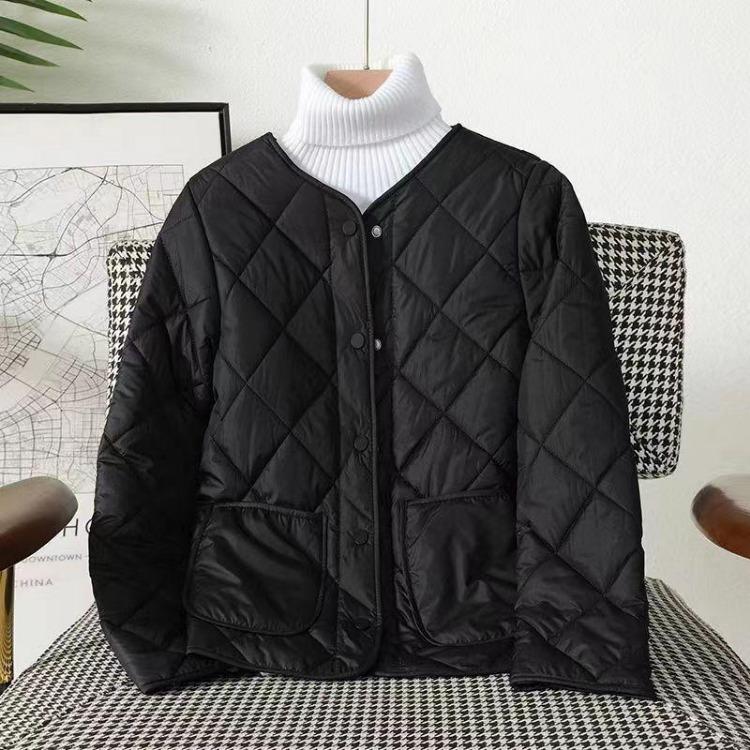 Moda coreana da donna Scollo a V Manica Lunga Monocolore Bottoni Top Parka Calde Tutto-fiammifero Semplicità Autunno Inverno Nuova Tendenza