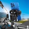 Motorcycle Phone Mount Holder Motorcycle Cellphone Mount, Bike Phone Handlebar Clamp with Anti Theft Lock