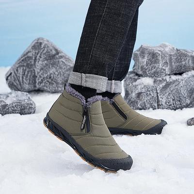Herren Winter Warme Schneestiefel Regenfestes Gewebe Kunstpelzfutter Wasserdichte Knöchelstiefel Rutschfeste Outdoor-Schuhe Wandern Sportschuhe