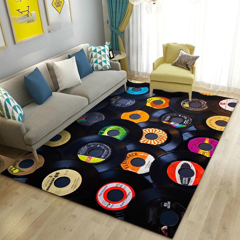3D Vintage Classical Music Vinyl Record Area Rug Carpet Living Room Decor Bedroom Sofa Carpets Bedside Non-slip Mat Doormat