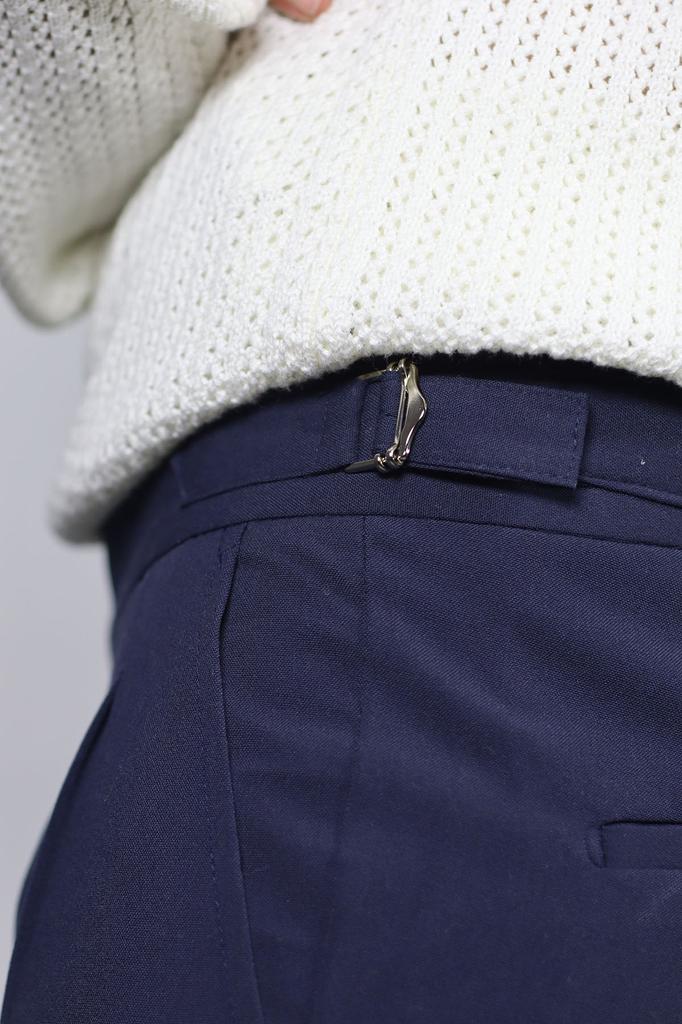 Calças largas masculinas italianas com pregas duplas