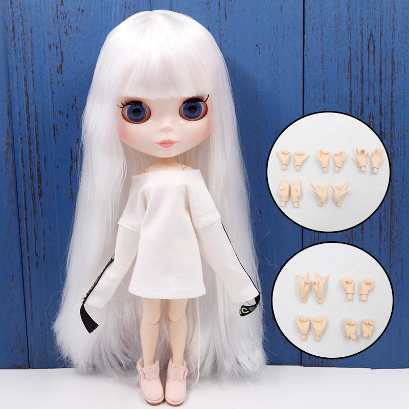 

Кукла ICY DBS Blyth Серия №280BL136 Белые прямые волосы с челкой белое лицо шарнирное тело 1/6 bjd