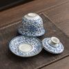 Light Luxury Ru Kiln Sancai Cover Bowl Household Open Film Can Be Raised Ceramics Kung Fu Tea Set Single Tea Cup