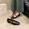 Women's Fashion Casual Shoes New Luxury Leather Buckle Thick Heel Women's Mary Jane Shoes Soft Sole Women's High Heels Versatile