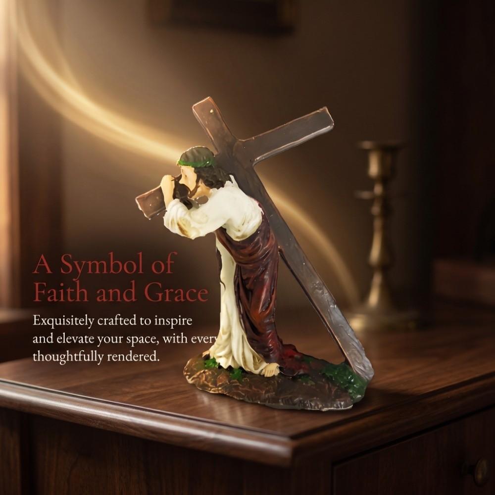 4.33x1.97x4.72in Cross Sculpture Resin Table Ornament Automotive Interior Decoration