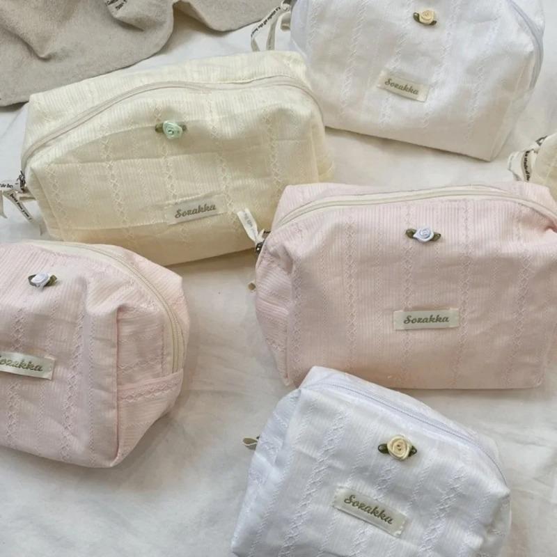Cute Cosmetic Bag Yellow Pink White Makeup Pouch Portable Travel Toiletry Cosmetic Organizer Storage Bag for Women