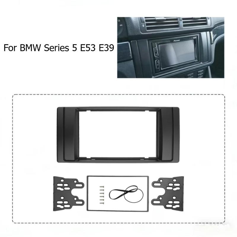 Double Din Fascia For BMW Series 5 E53 E39 Panel Dash Mount Trim Kit Interface Bezel Frame