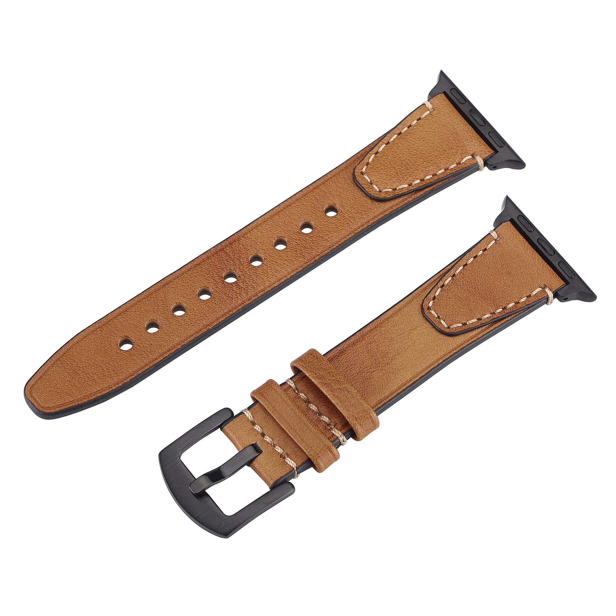 

Watch Band for Apple Watch Ultra 3 2 1 49mm/Series 11 10 46mm/9 8 7 45mm/SE3 SE2 SE 6 5 4 44mm/3 2 1 42mm U-Shaped Design Genuine Cow Leather Strap E