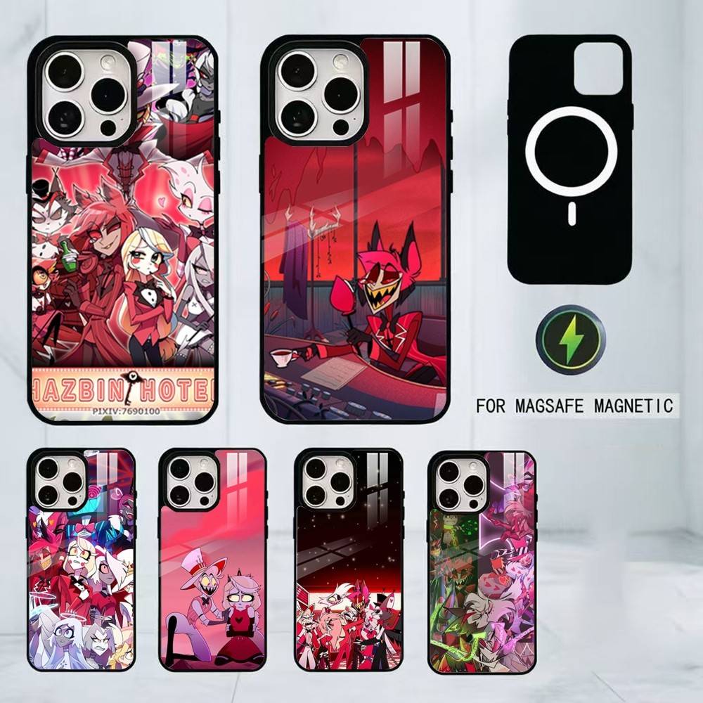 H-Hazbin H-Hotel Phone Case For iPhone17,16,15,14,13,12,11 Plus,Pro Magnetic For Magsafe Wireless Charging