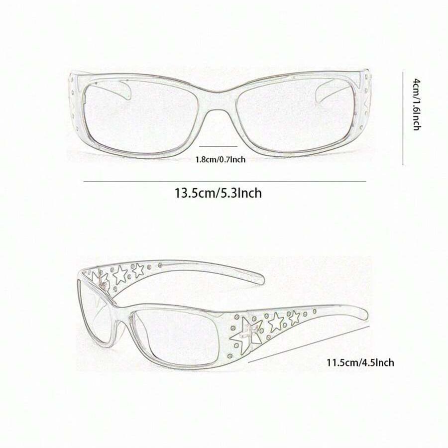 2PCS Retro Style Pattern Star Decoration Y2K Fashion Women's Sunglasses Vacation Tourism Street Decoration Glasses Men