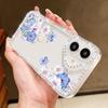 Flower Pattern Clear Soft Silicone Case For iPhone 16E 16 Pro Max 15 Pro 14 13 12 11 Diamond Frame Shockproof Transparent Phone Cover