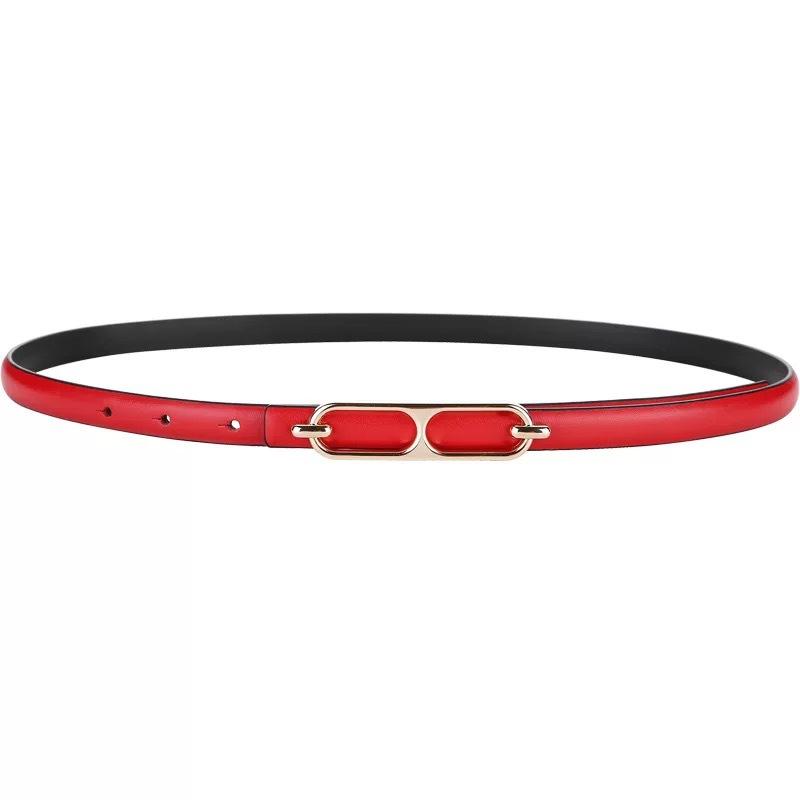 Meier Top grain leather women s skinny belt - trendy smooth buckle decorative jeans belt 100cm