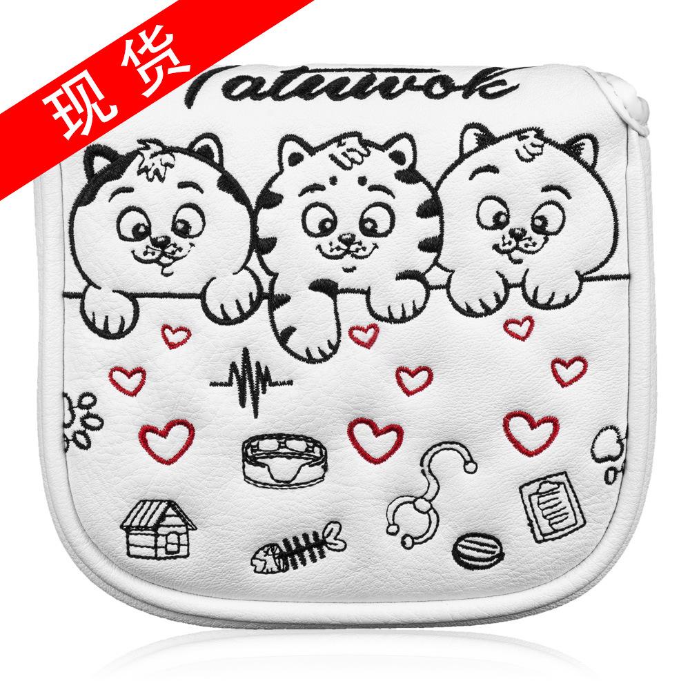 Nowe Pokrowiec na Główkę Kija Golfowego Putter - Wzór z Kreskówkowym Kotem