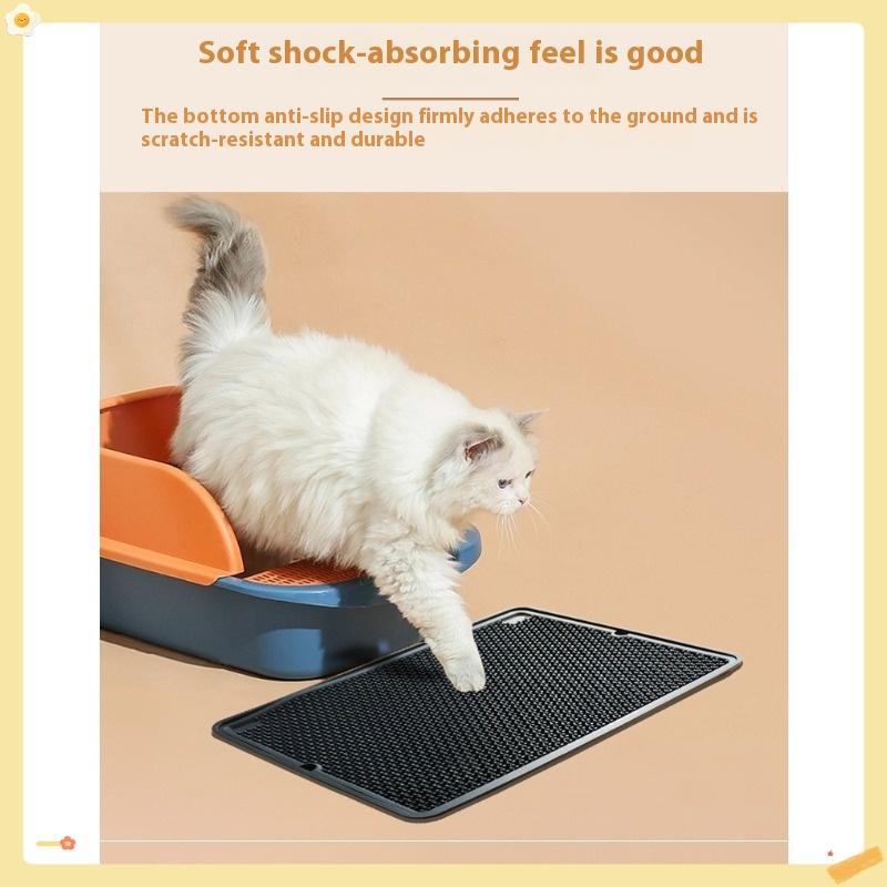 Katzenstreumatte Anti-Heraustragen Filter Anti-Spritzschmutz Schmutzbecken Haustier Doppelschichtig Anti-Urin Toilettenmatte Leicht zu Reinigen und Rutschfest