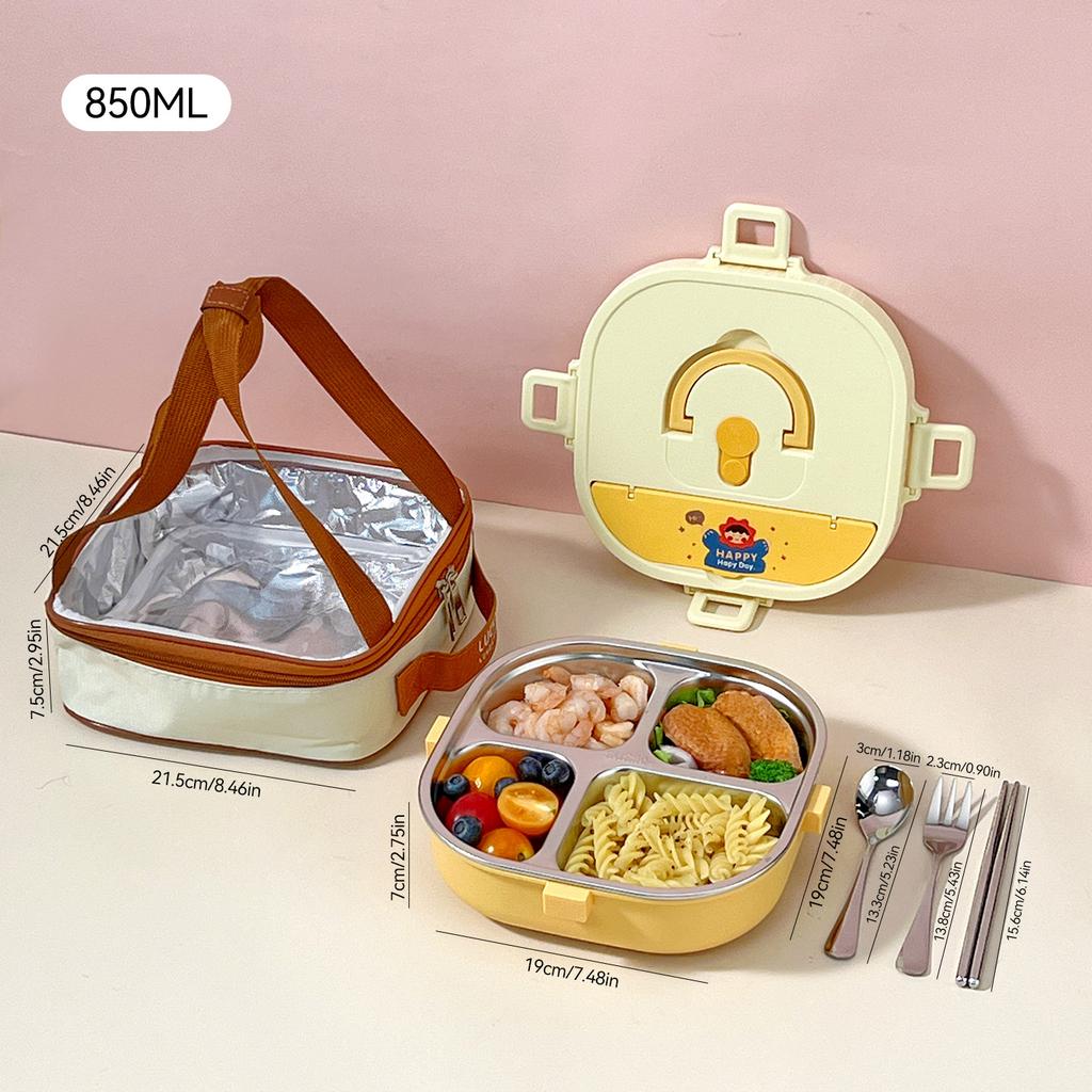 WORTHBUY 4/5 Compartment Portable Bento Lunch Box Microwave Safe Sealed 304 Stainless Steel Lunch Container Set For Kids Student