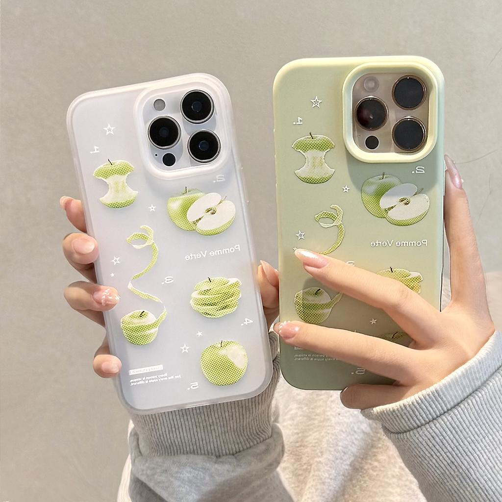 Green Apple Iphone16 Mobile Phone Case 17promax Is Suitable for 14 Niche 13 Silicone Anti-drop 11 Soft Cover, Small and Fresh.