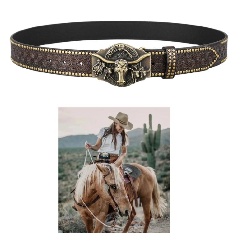 Women Men Belt Casual PU Leathers Adjustable Belt Waistband Western Cowboy Belt